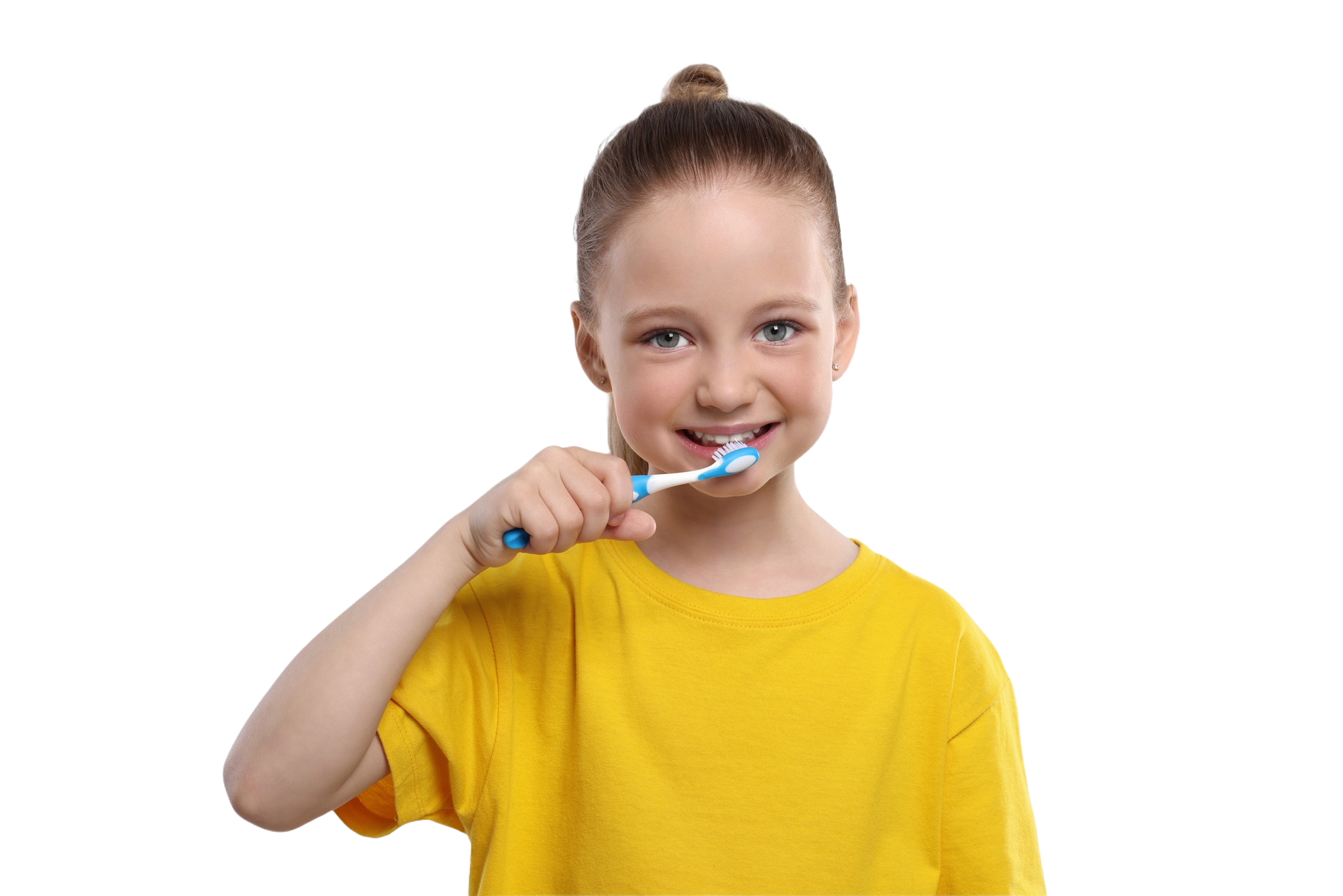 A girl with tootbrush brushing her teeths A girl with tootbrush brushing her teeths